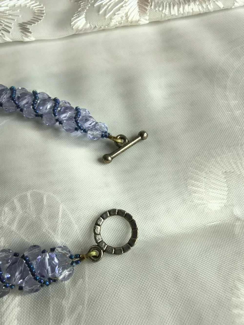 Silver Tone Glass Crystal Bracelet